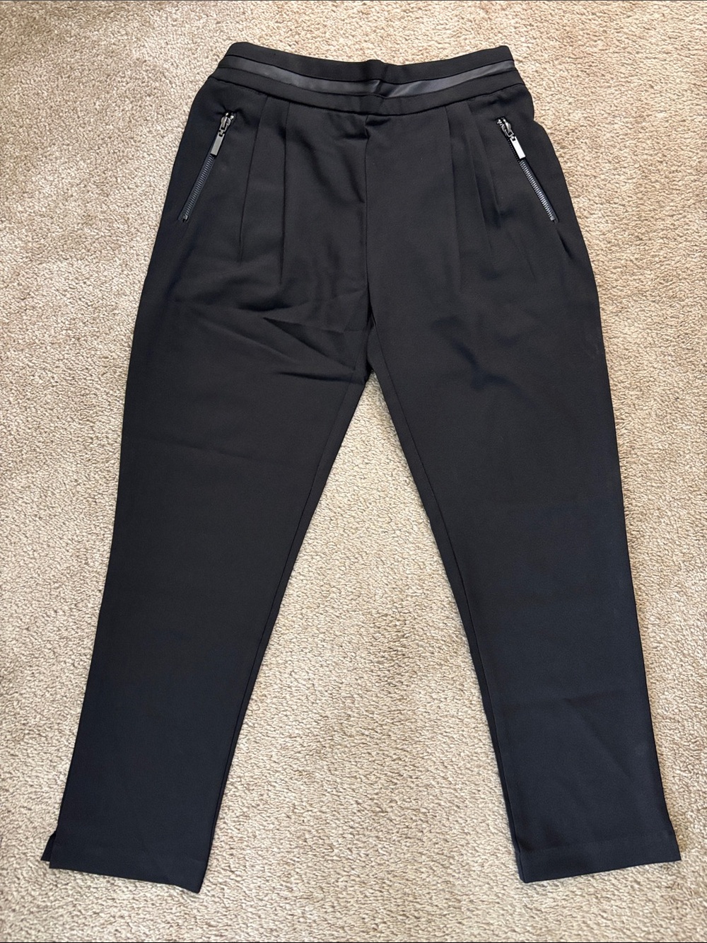 mark. Women's Black Capris Pants with Zip Pockets and side slit Size S